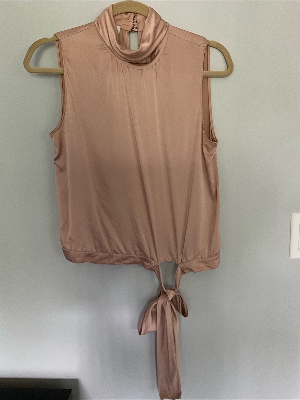 Moschino Satin Sleeveless Mock Neck Camisole - Dusty Rose